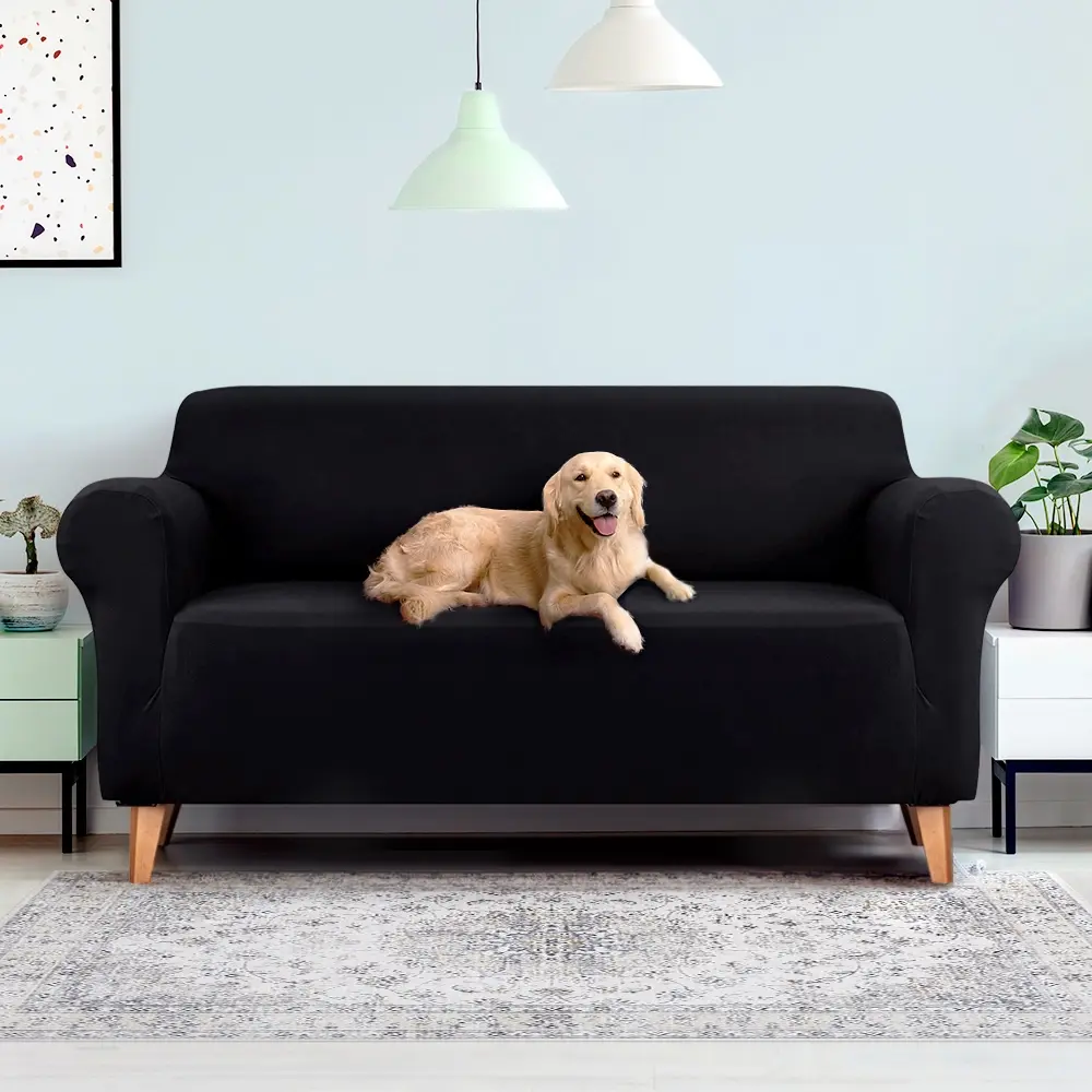 Artiss Sofa Cover Couch Covers 3 Seater Stretch Black - Furniture