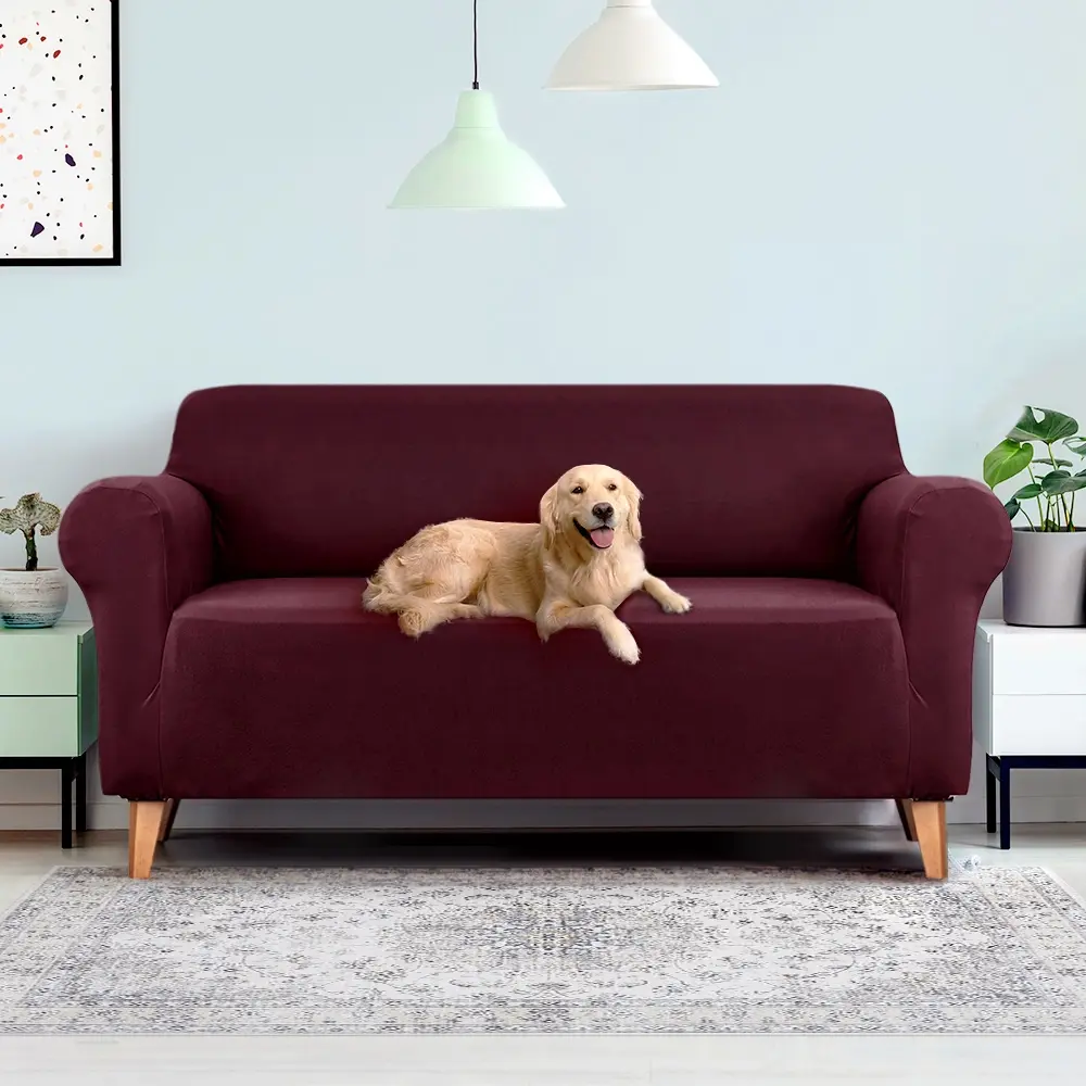 Artiss Sofa Cover Couch Covers 3 Seater Stretch Burgundy - Furniture