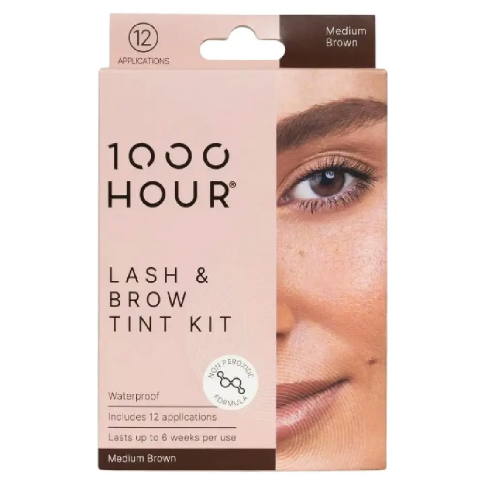 1000 Hour Eyelash and Brow Non Peroxide Dye Kit Natural Medium Brown 1 Pack - Beauty