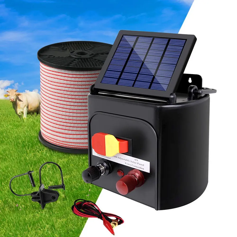 Giantz Fence Energiser 3KM Solar Powered Electric 400M Poly Tape Insulator - Hardware