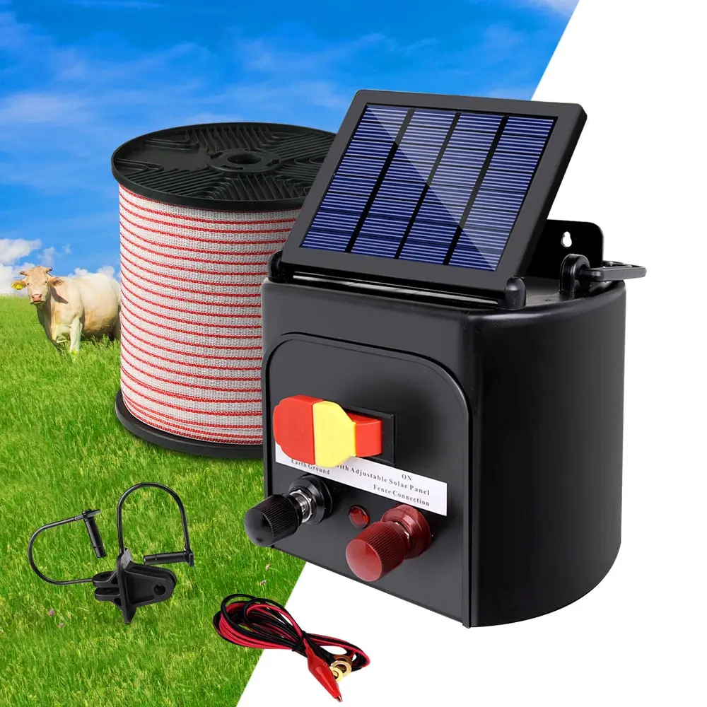 Giantz Fence Energiser 5KM Solar Powered Electric 400M Poly Tape Insulator - Hardware