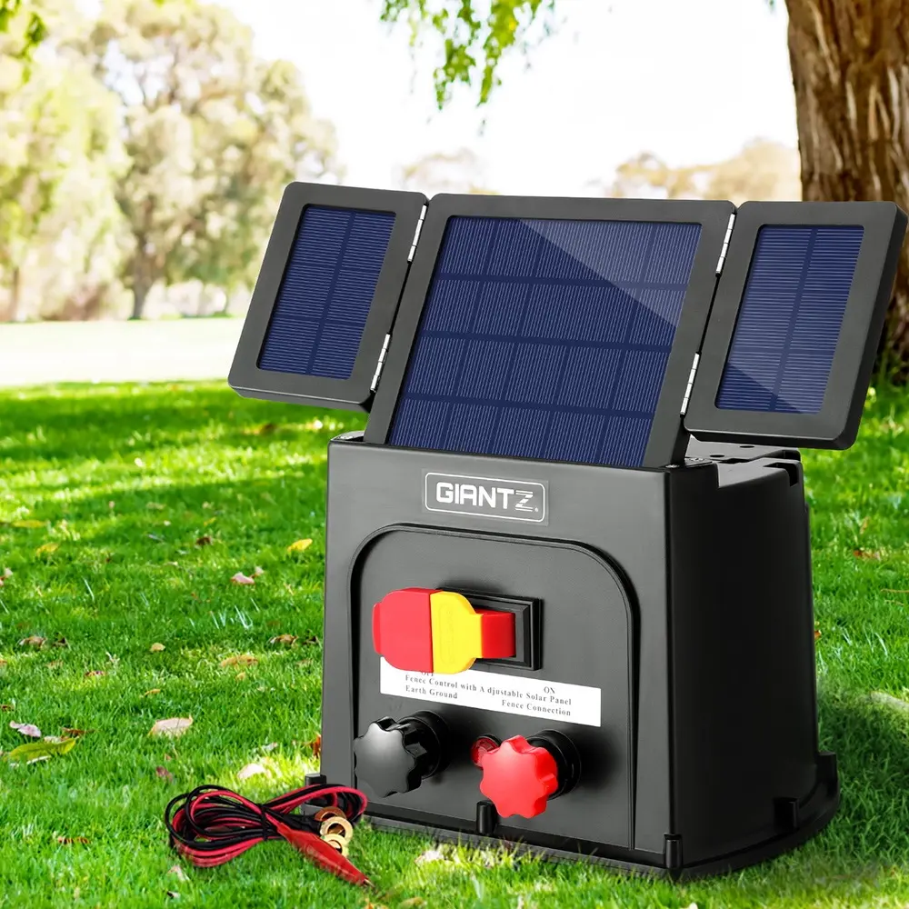 Giantz 3km Electric Fence Energiser PET Solar Energizer 0.1J - Hardware