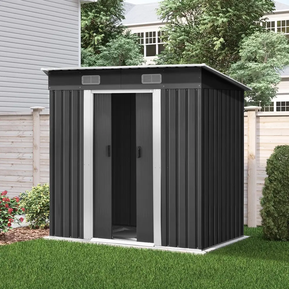 Giantz Garden Shed 1.94x1.21M w/Metal Base Sheds Outdoor Storage Tool Steel House Sliding Door - Home & Garden