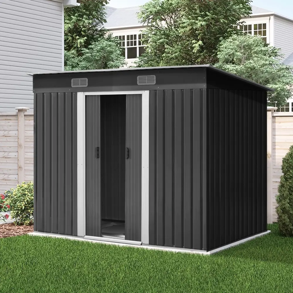 Giantz Garden Shed 2.38x1.31M w/Metal Base Sheds Outdoor Storage Tool Workshop Sliding Door - Home & Garden