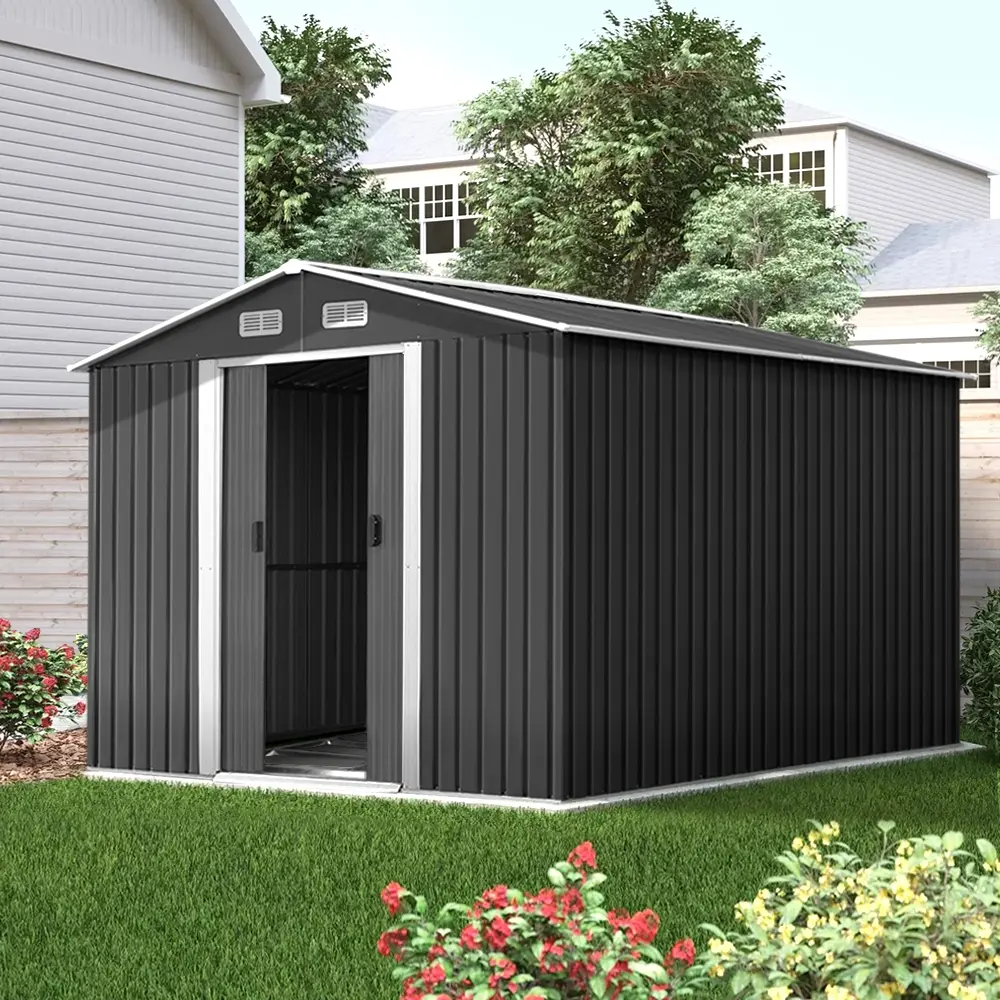 Giantz Garden Shed 2.6x3.9M w/Metal Base Sheds Outdoor Storage Workshop Tool Shelter Sliding Door - Home & Garden