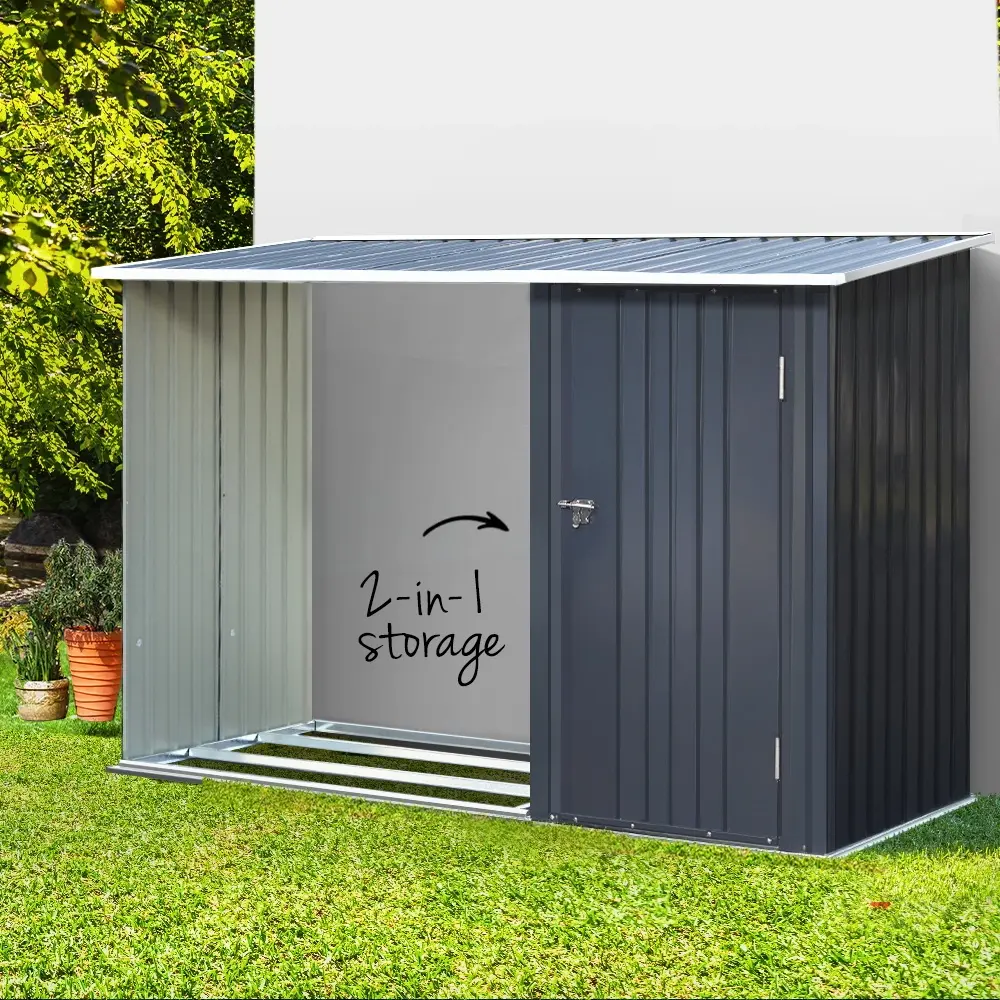Giantz Garden Shed 2.49x1.04M Sheds Outdoor Tool Storage Workshop House Steel 2 in 1 - Home & Garden
