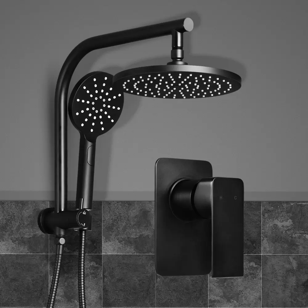Cefito 9'' Rain Shower Head Set Handheld Round High Pressure Mixer Tap Black - Hardware