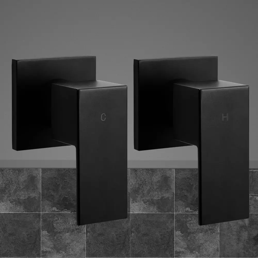Cefito Shower Twins Tap Wall Bath Taps Brass Hot Cold Basin Bathroom Black - Hardware