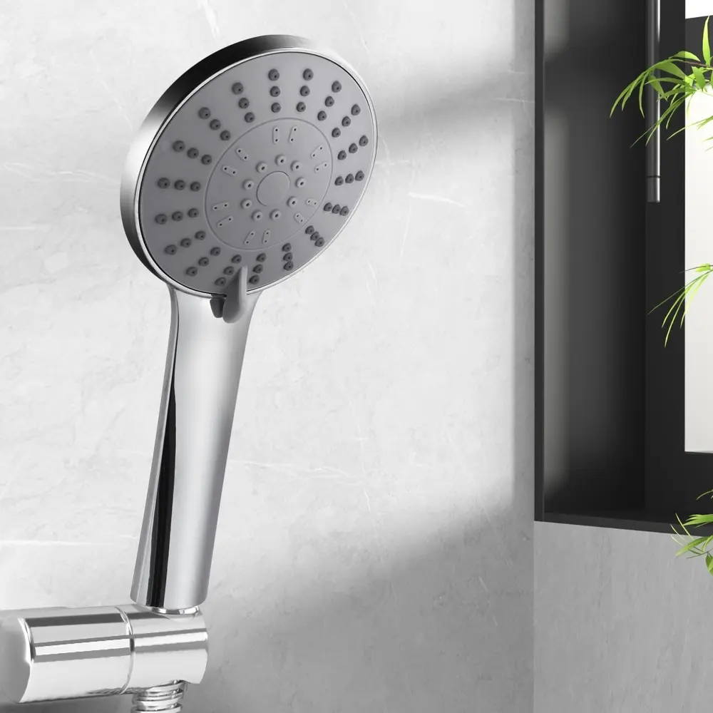 Handheld Shower Head 4.5" High Pressure 5 Modes Poweful Round Chrome - Hardware