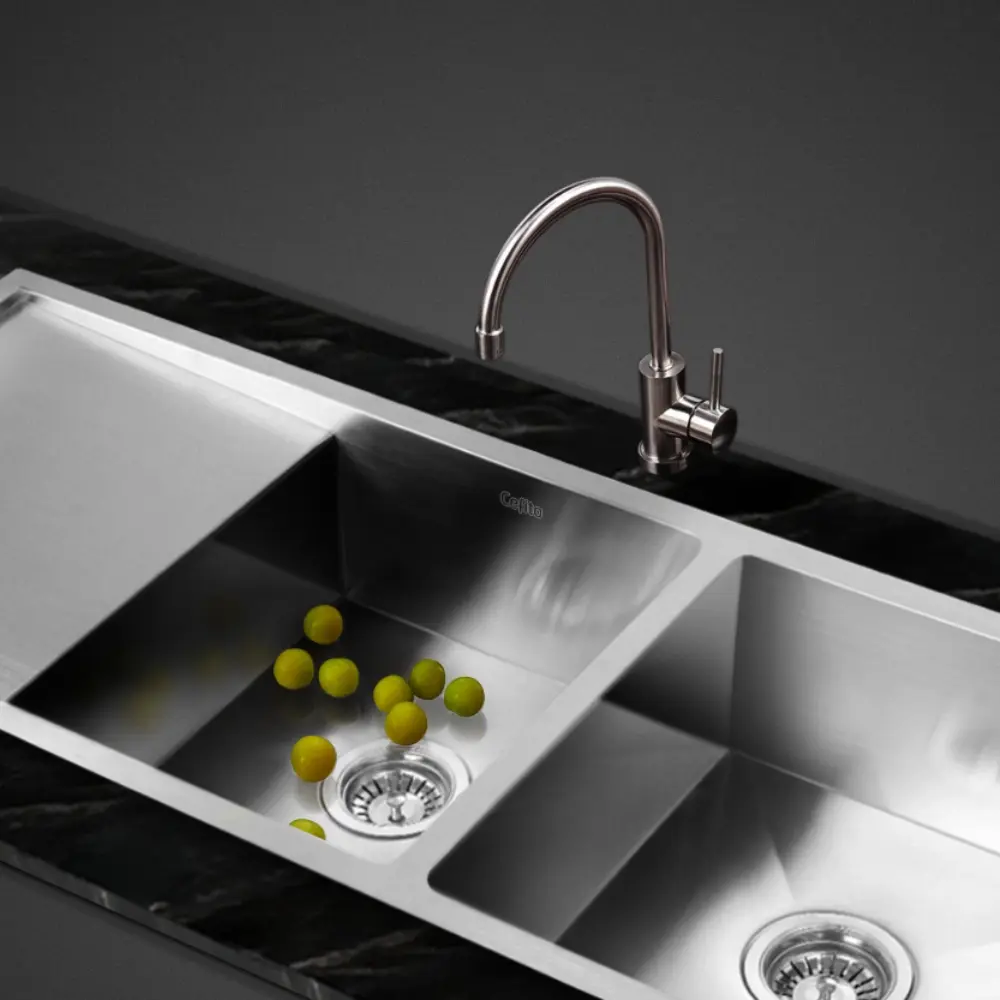 Cefito Kitchen Sink 111X45CM Stainless Steel Basin Double Bowl Silver - Hardware