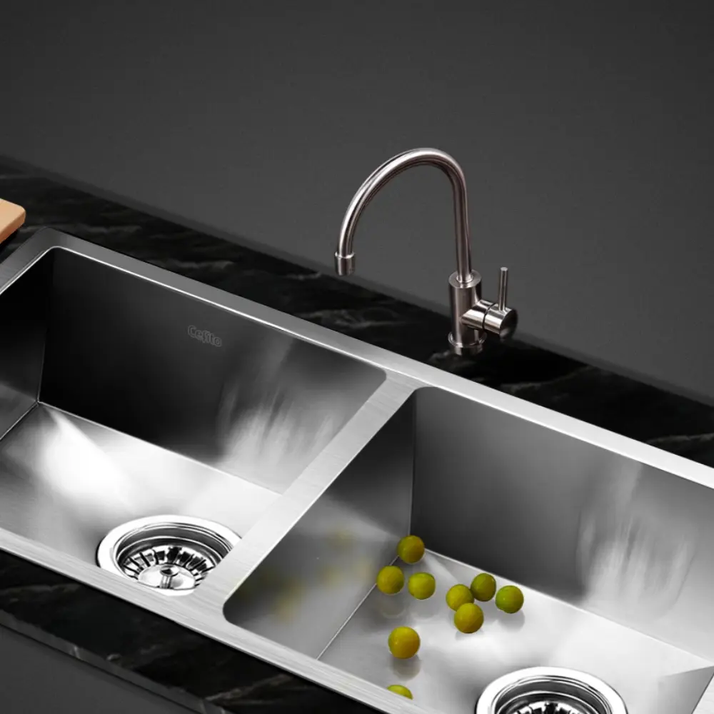Cefito Kitchen Sink 77X45CM Stainless Steel Basin Double Bowl Silver - Hardware