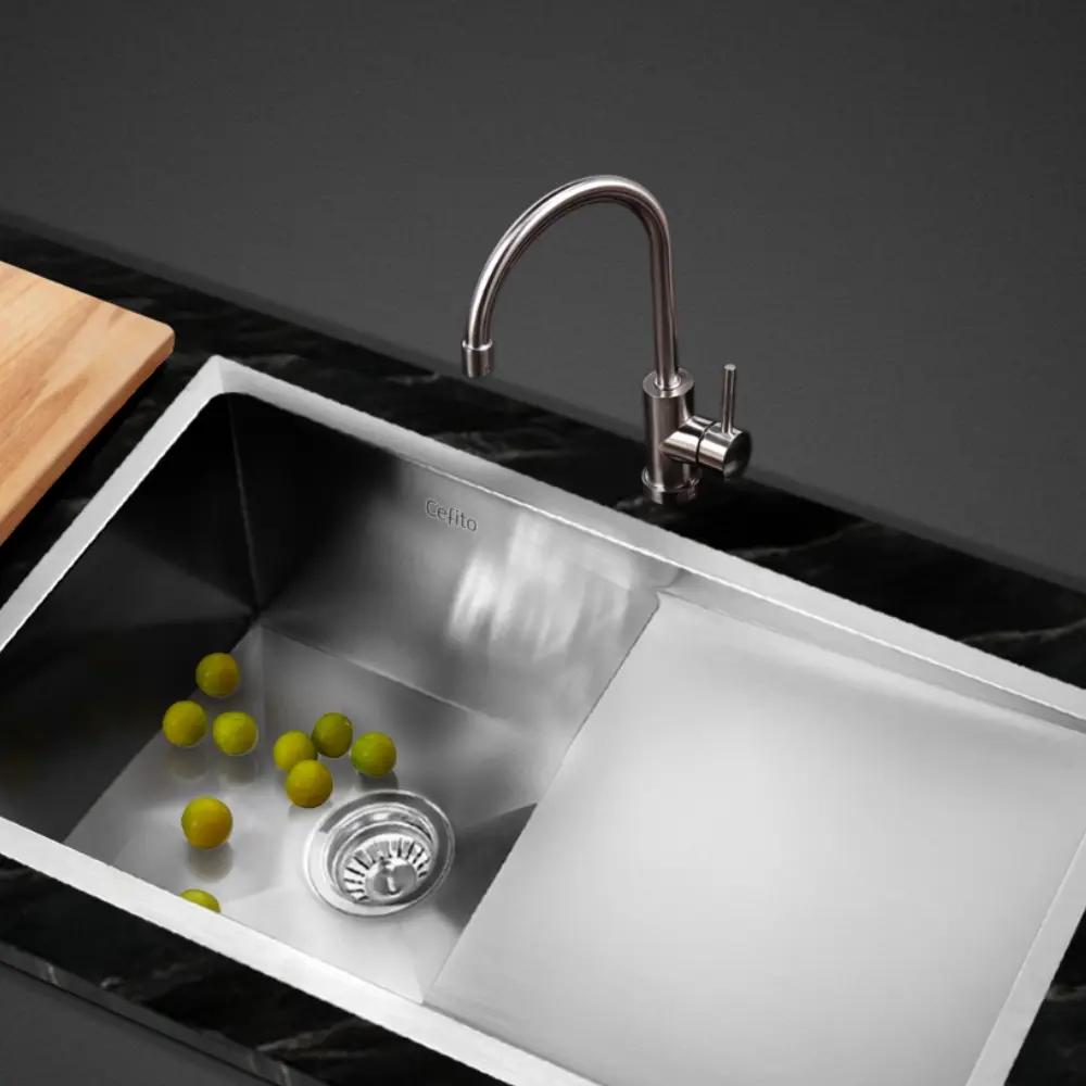 Cefito Kitchen Sink 87X45CM Stainless Steel Basin Single Bowl Silver - Hardware