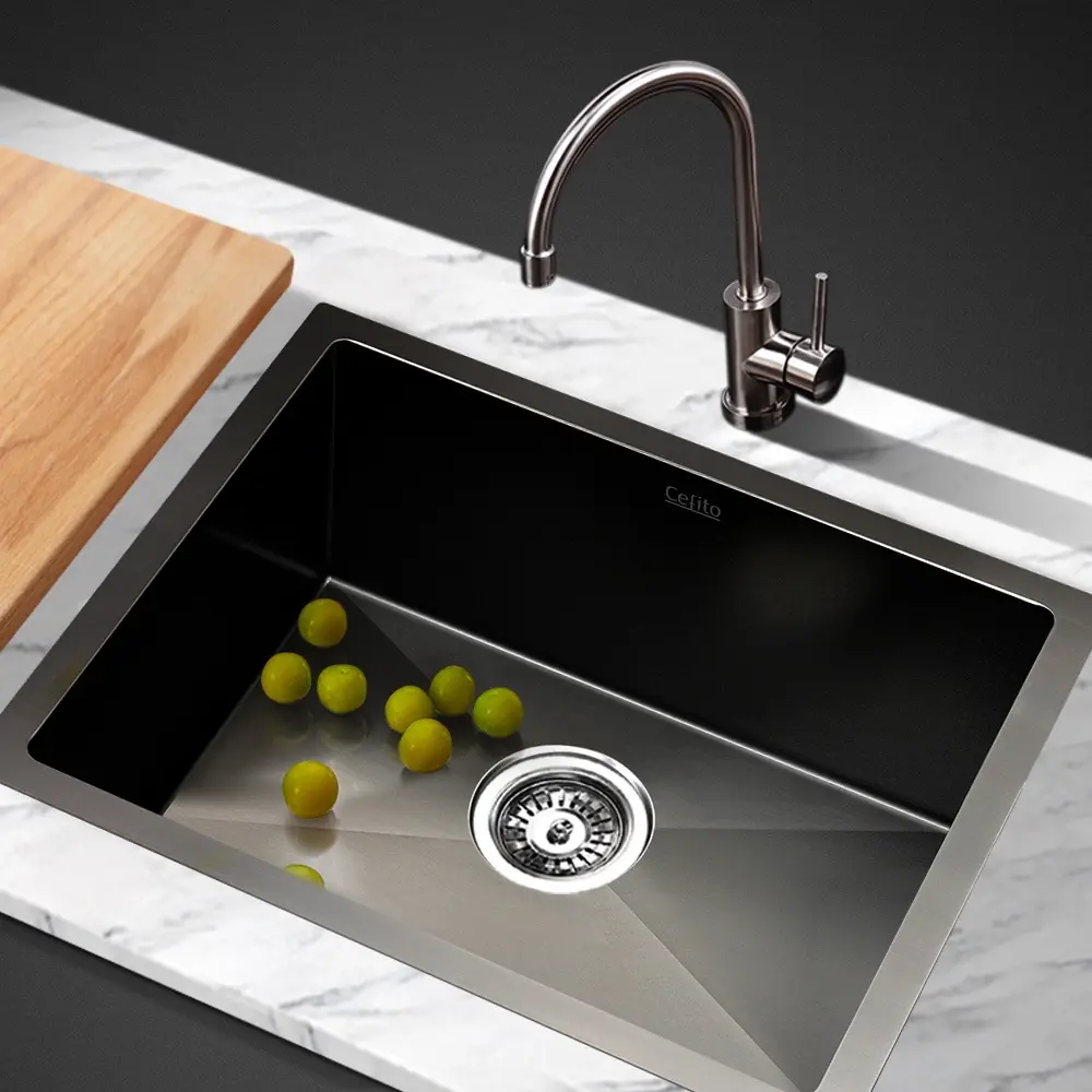 Cefito Kitchen Sink 45X30CM Stainless Steel Basin Single Bowl Black - Hardware