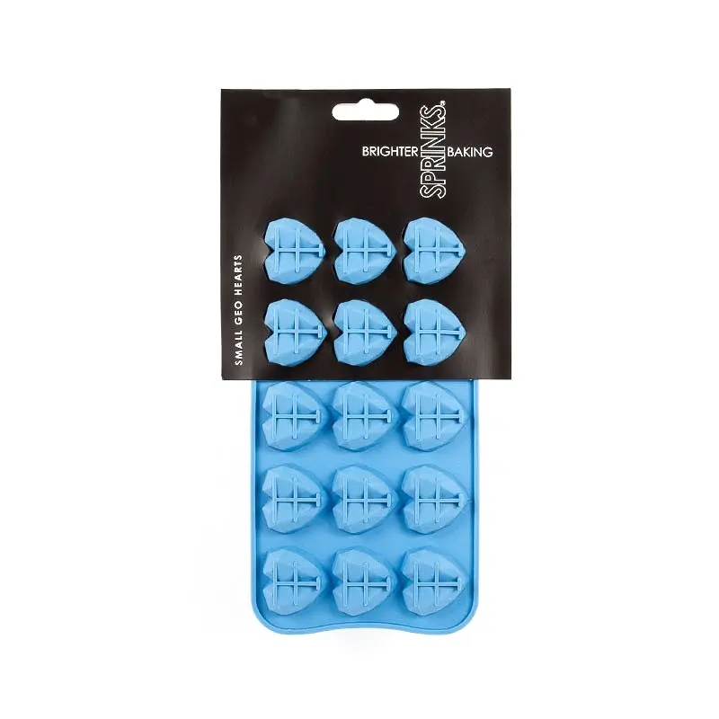 Sprinks Small Geo Hearts Silicone Mould (approx. 10x21cm, 20mm deep) - Home & Garden