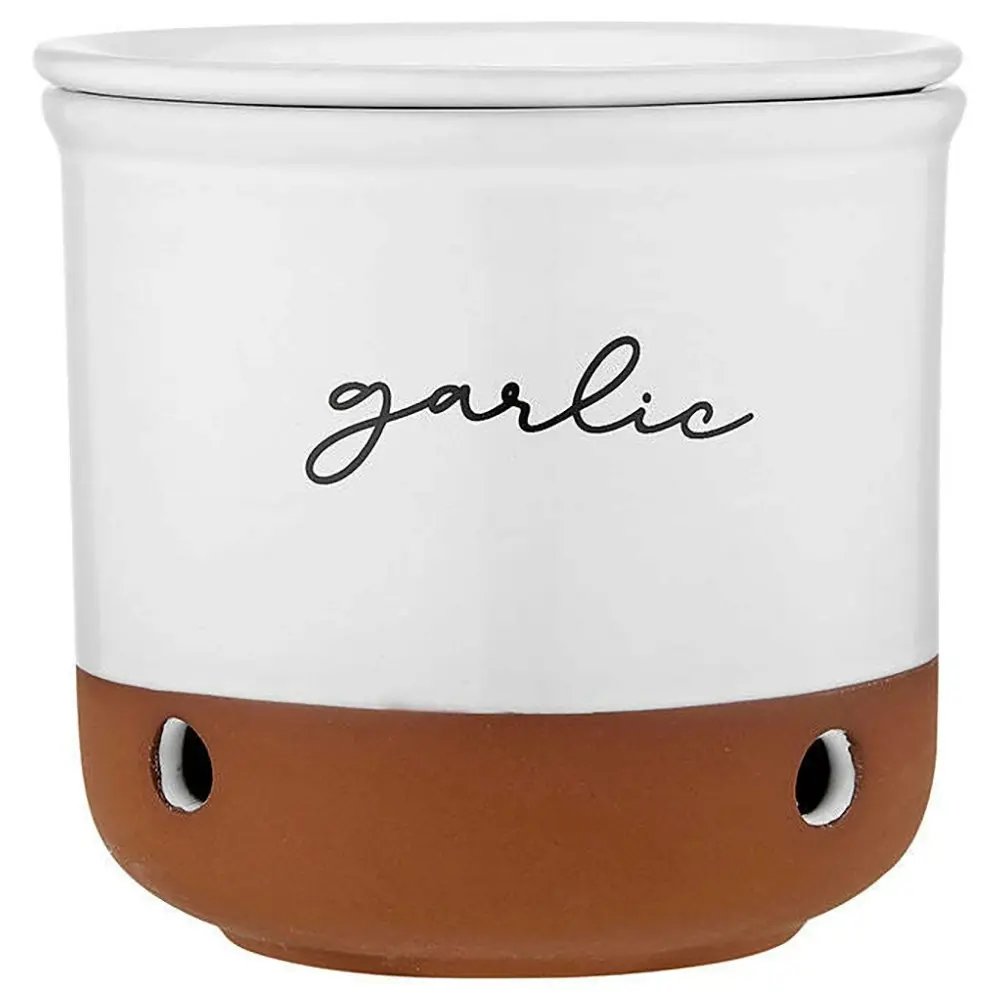 Ladelle 10cm Eco Terracotta White Garlic Vault Kitchen Food Storage/Organisation - Home & Garden