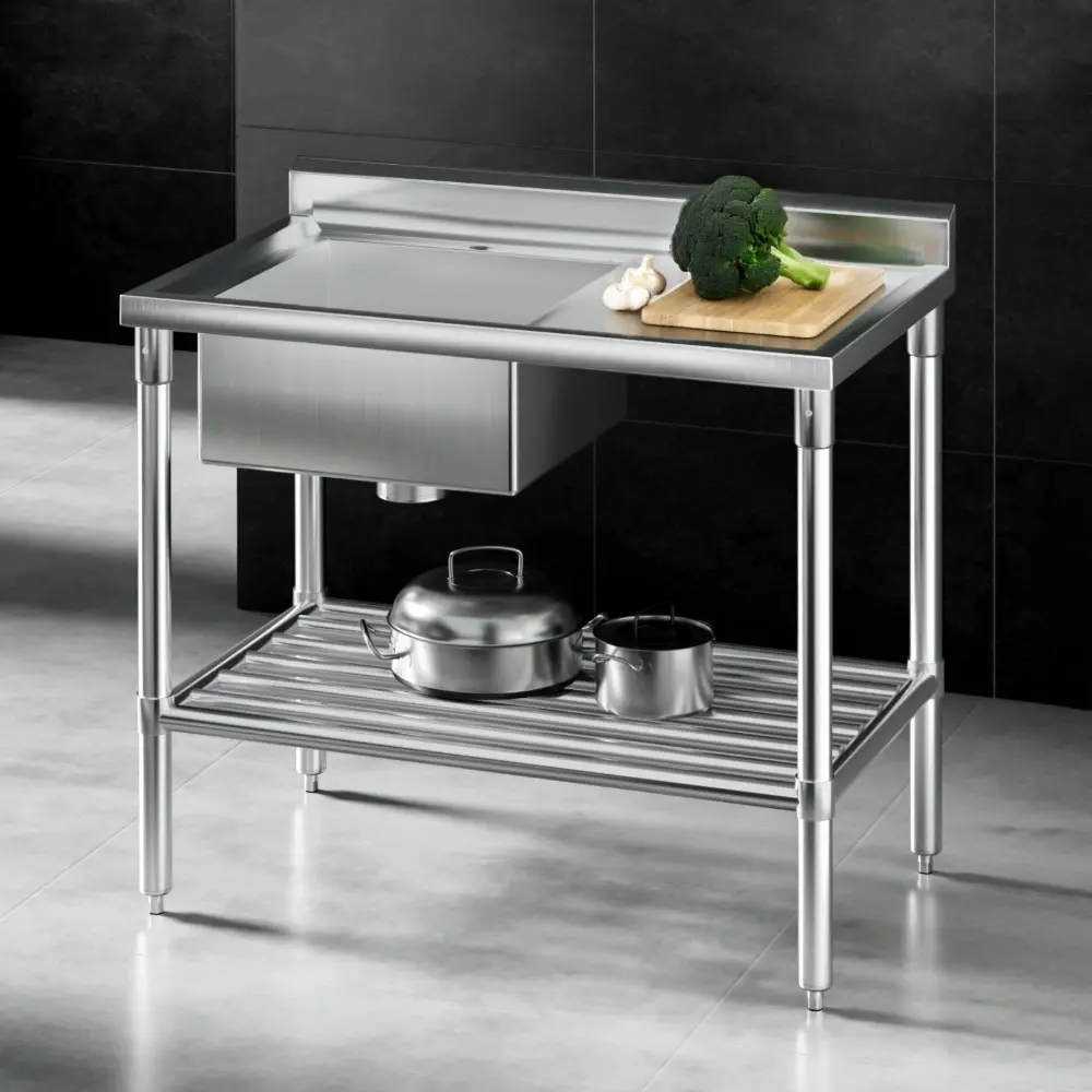 Cefito 100x60cm Stainless Steel Sink Bench Kitchen 304 - Furniture