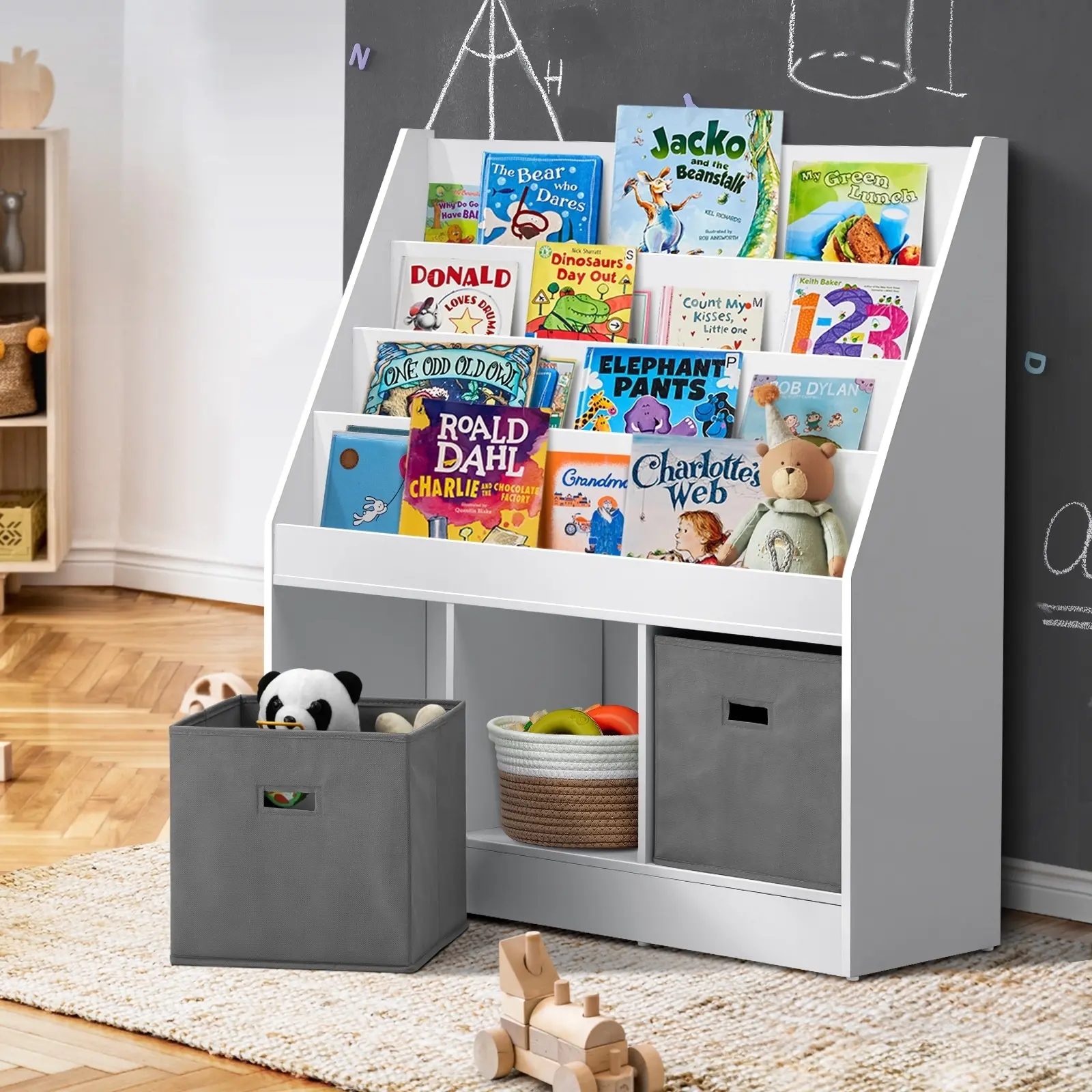 Oikiture Kids Bookshelf Toy Box Organiser Display Shelf Magazine Storage Rack - Up to 70% Off Kids & Baby Furniture