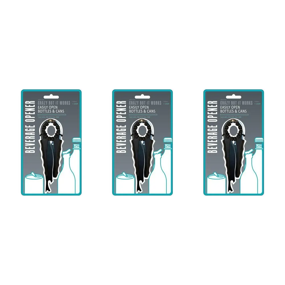 3x Jokari Beverage Buddy Bottle/Can Opener Drink Cap Remover Barware BLK 16cm - Home & Garden