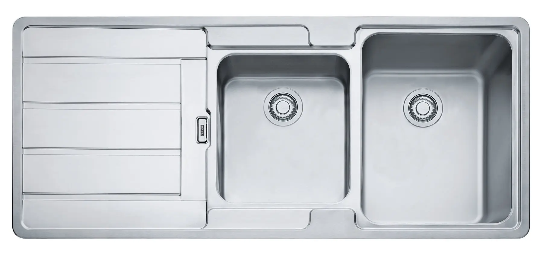 Franke Hydros 1 and 3/4 Bowl Sink with Left Hand Drainer - Hardware