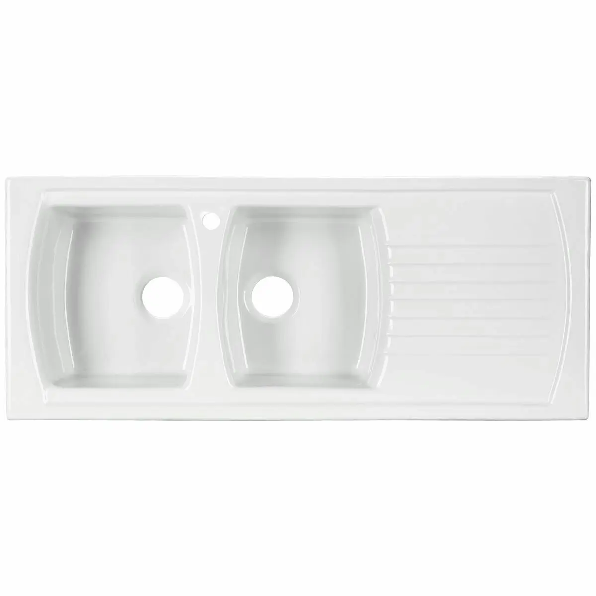 Turner Hastings Lusitano Double Bowl Sink with Right Drainer & Tap Hole - Hardware