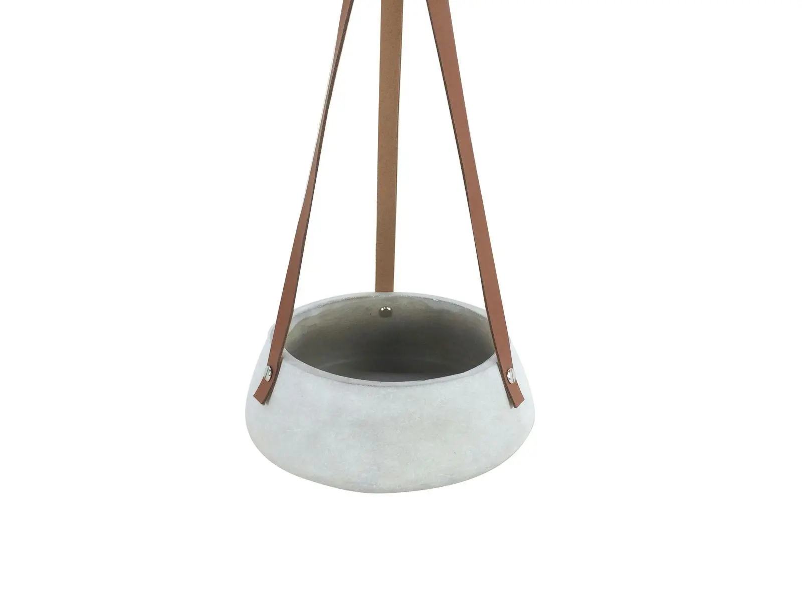 Maine & Crawford 20x8cm Lucee Concrete Hanging Pot w/ Leather Strap Decor Grey - Home & Garden