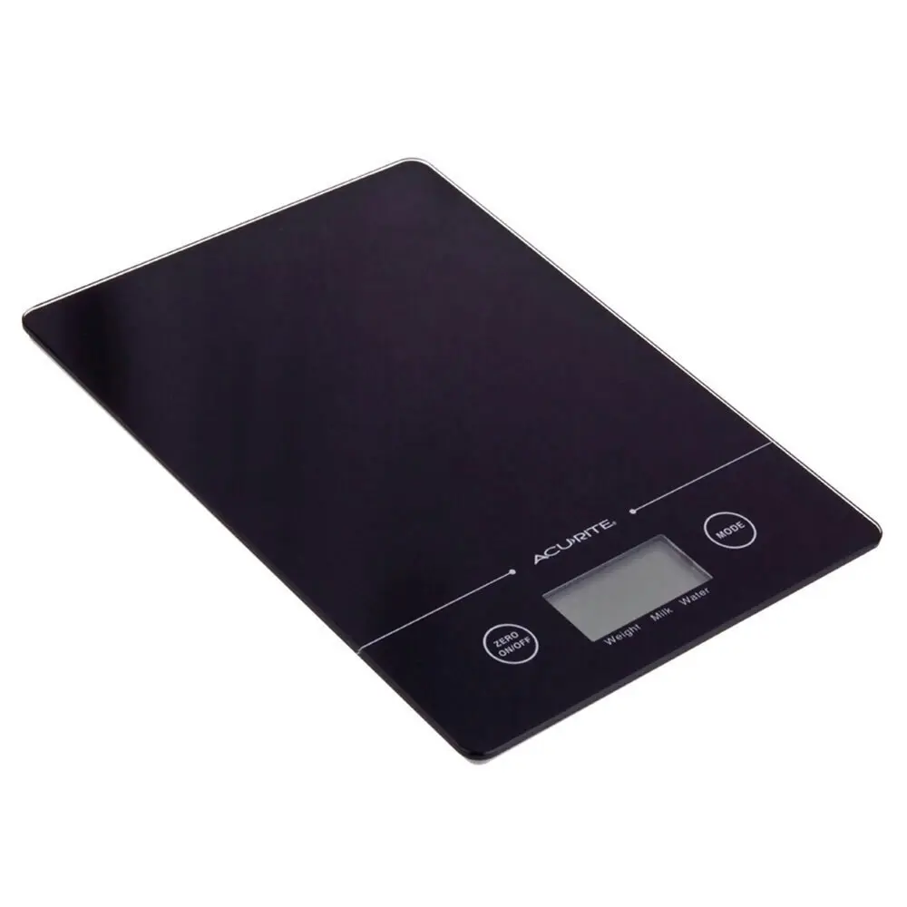 AcuRite Slim Line Glass 1g/5kg Digital Kitchen Food/Nutrition Scale Weight Black - Home & Garden