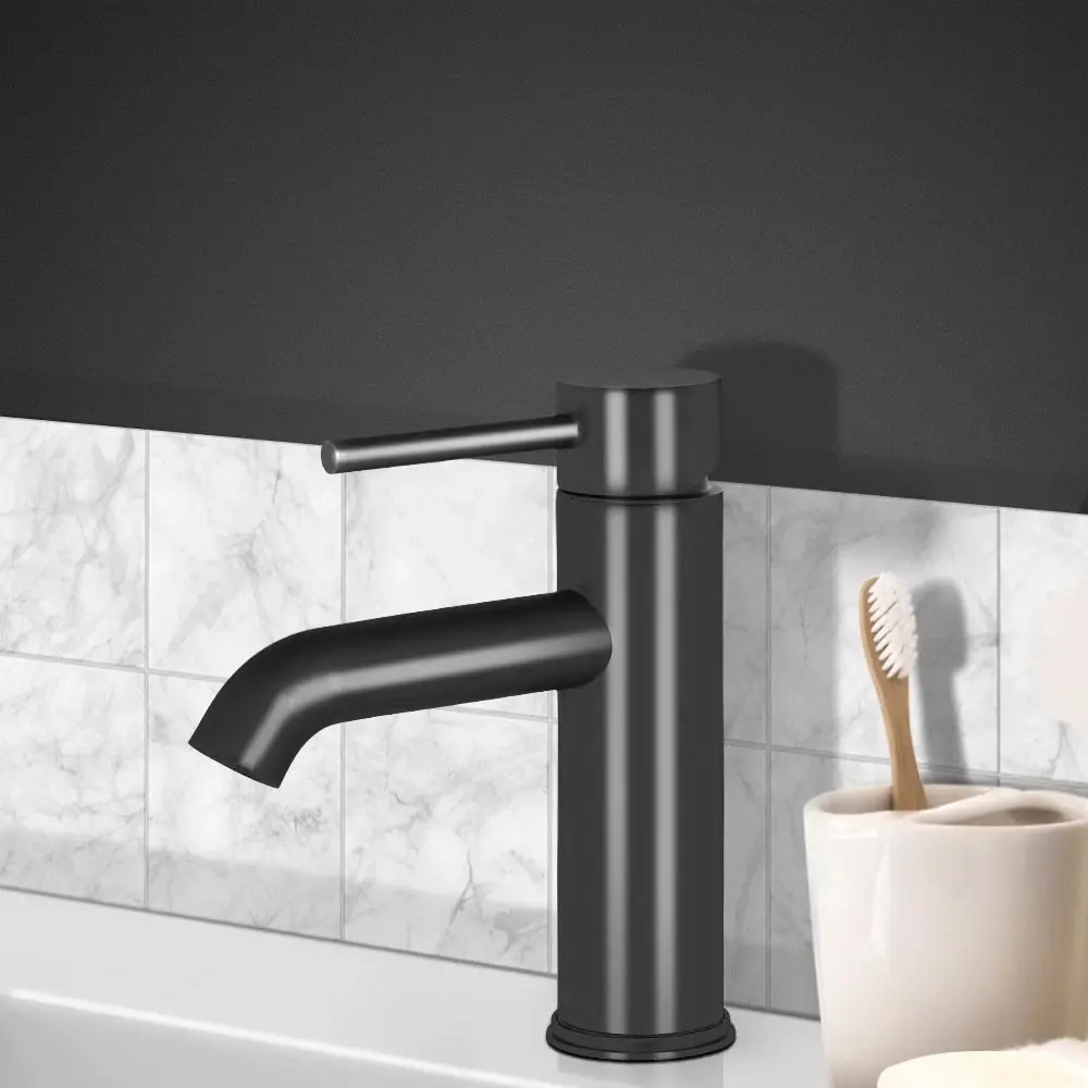Cefito Bathroom Basin Mixer Tap Round Brass Faucet Vanity Laundry Black - Hardware