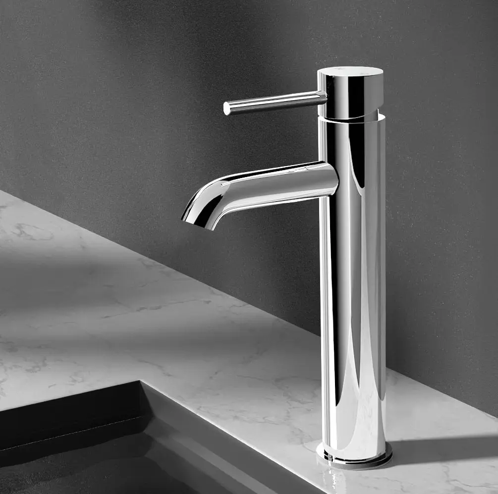 Cefito Bathroom Basin Mixer Tap Round Tall Faucet Vanity Laundry Chrome - Hardware