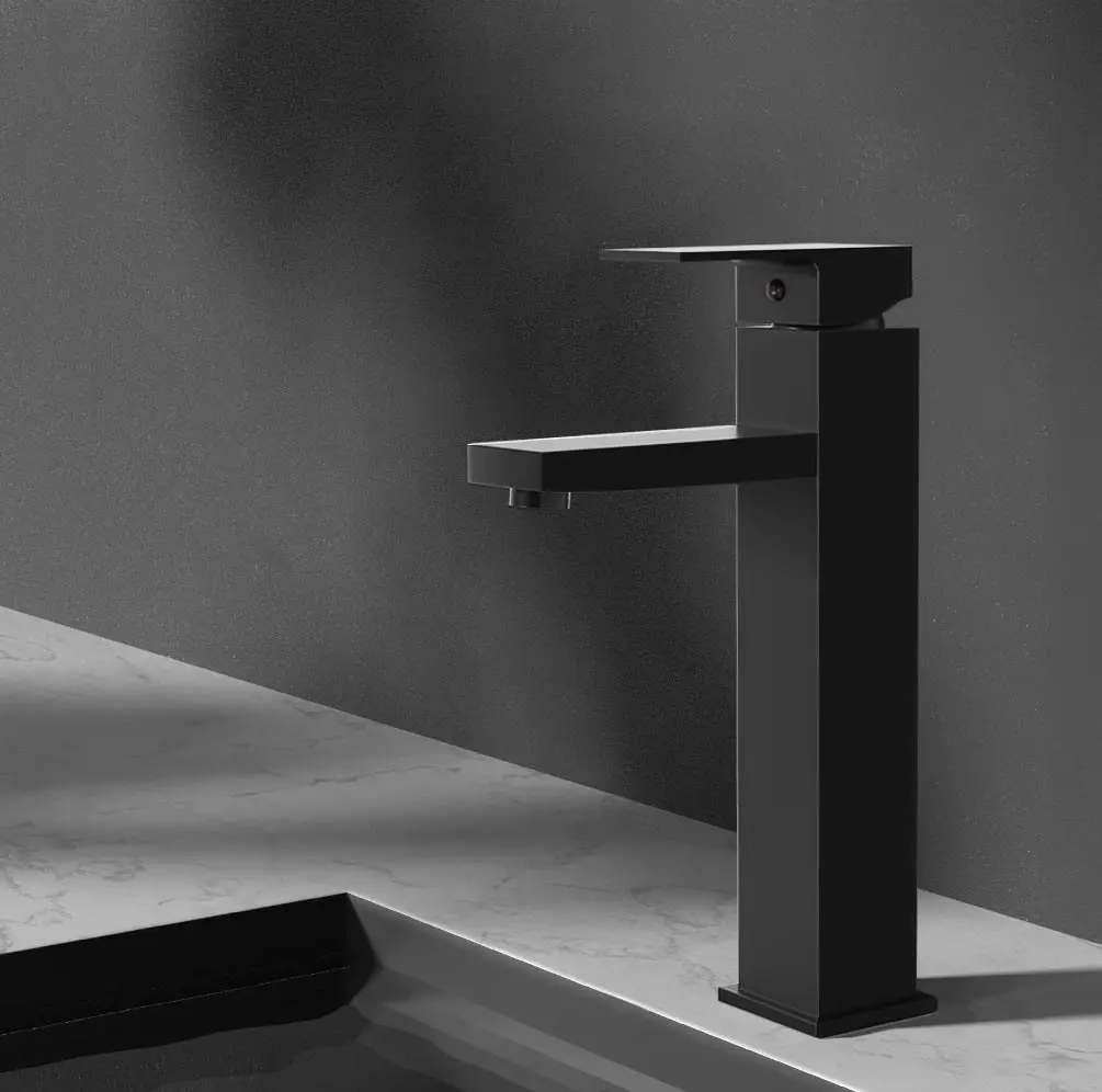 Cefito Bathroom Basin Mixer Tap Square Tall Faucet Vanity Laundry Black - Hardware