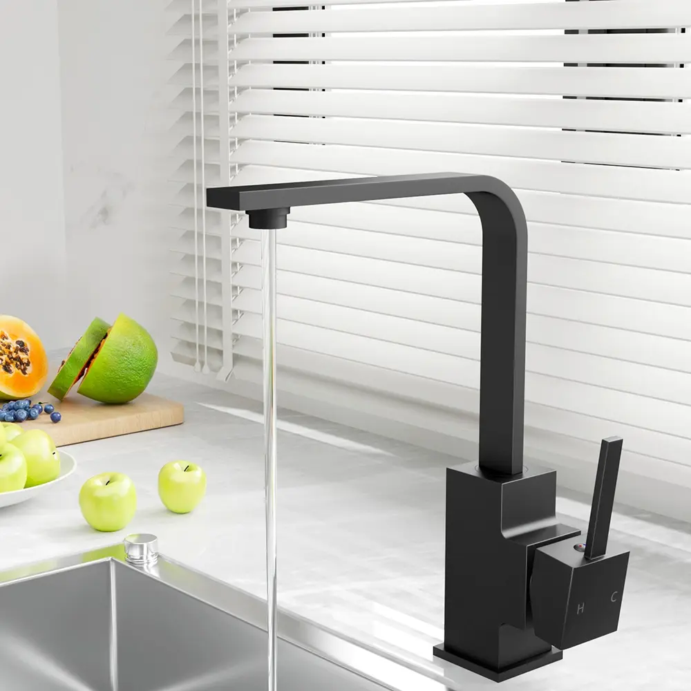 Cefito Kitchen Mixer Tap Mixer Square Sink Faucet Basin Laundry Black - Hardware