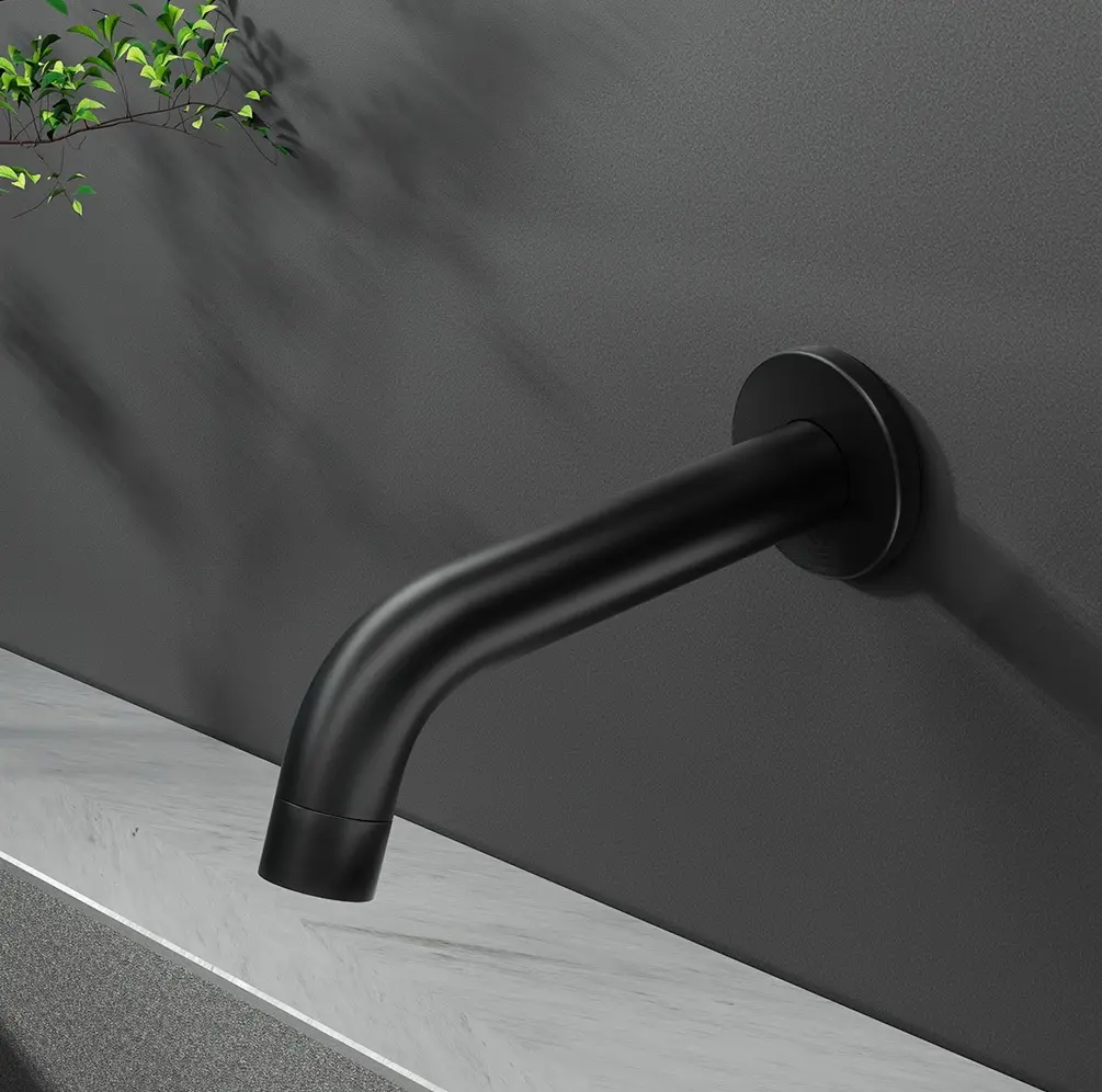 Cefito Bathroom Mixer Spout Wall Bath Tap Round Shower Bathtub Black - Hardware