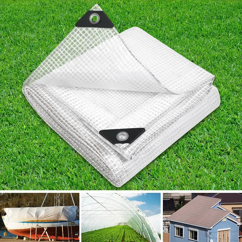Instahut Tarp Tarpaulin 9x12m Canvas Heavy Duty Camping Cover Clear - Hardware