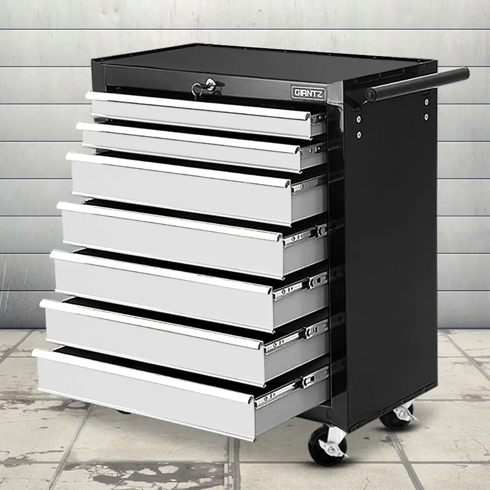 Giantz 7 Drawer Tool Box Cabinet Chest Trolley Storage Garage Toolbox Grey - Hardware
