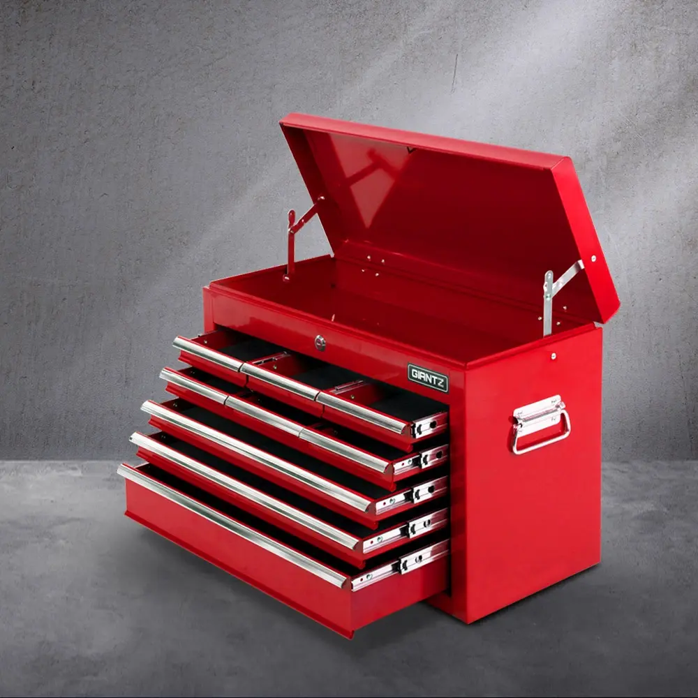 Giantz 9 Drawer Tool Box Cabinet Chest Toolbox Storage Garage Organiser Red - Hardware