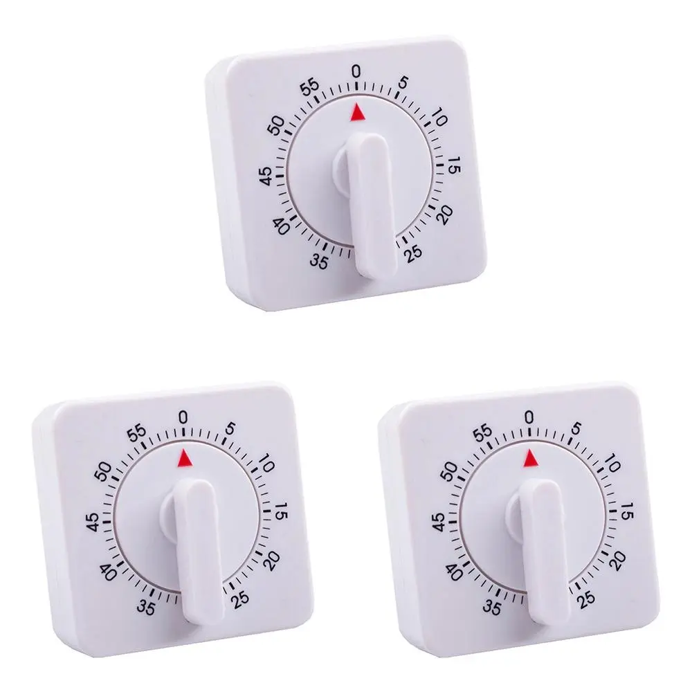 3x Appetito 60 Minute Timer Square w/ Alarm Home Kitchen Cooking Tools White - Home & Garden