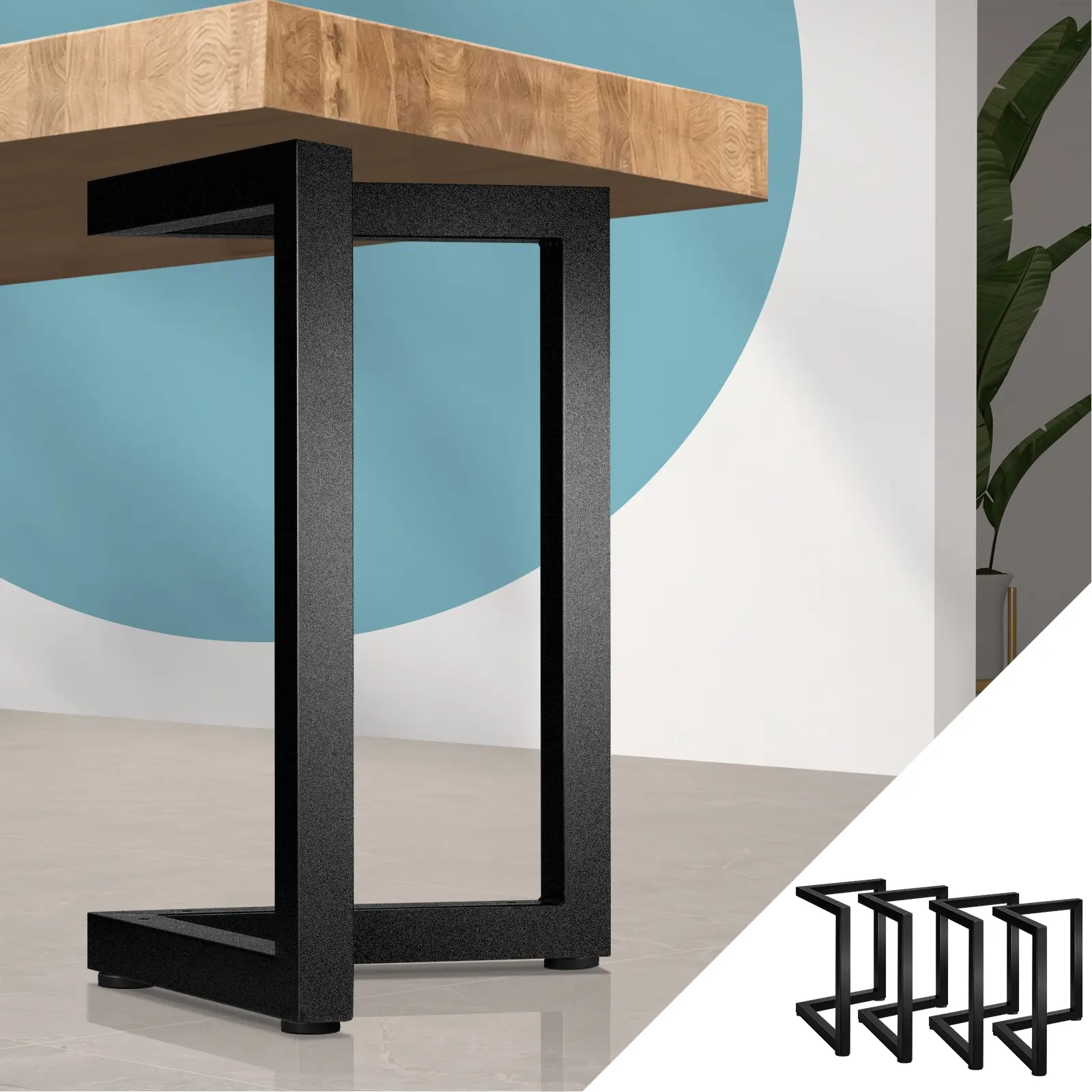 Oikiture 4X Coffee Dining Table Legs Bench Box Steel Metal Industrial 71 X 71CM - Furniture