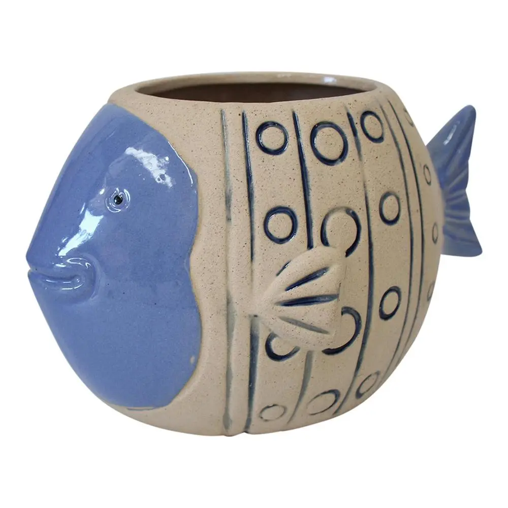 Moby Fish Ceramic Stoneware 21cm Planter Flower Pot Home/Office Garden Decor - Home & Garden