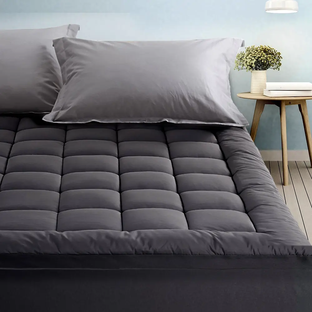 Giselle Bedding Bamboo Charcoal Filling Pillowtop Topper 1000GSM 5cm Thick Pillowtop Pad for Back Pain Relief Washable with 45cm Deep Pocket Double - Ultimate Mattress Sale - Save up to $600