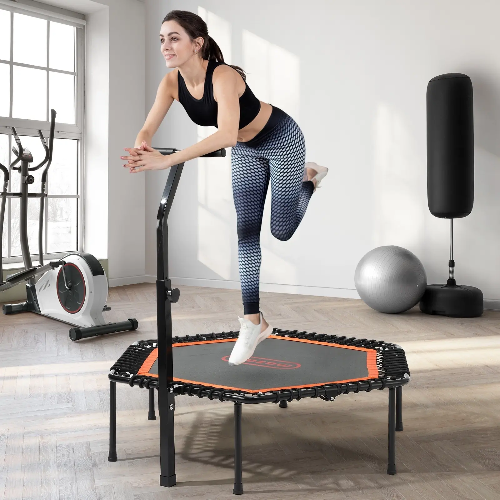 Mazam Trampoline Rebounder Jumping Exercise Fitness Adjustable Handrail 50 Inch - Up to 70% off Toy Sale