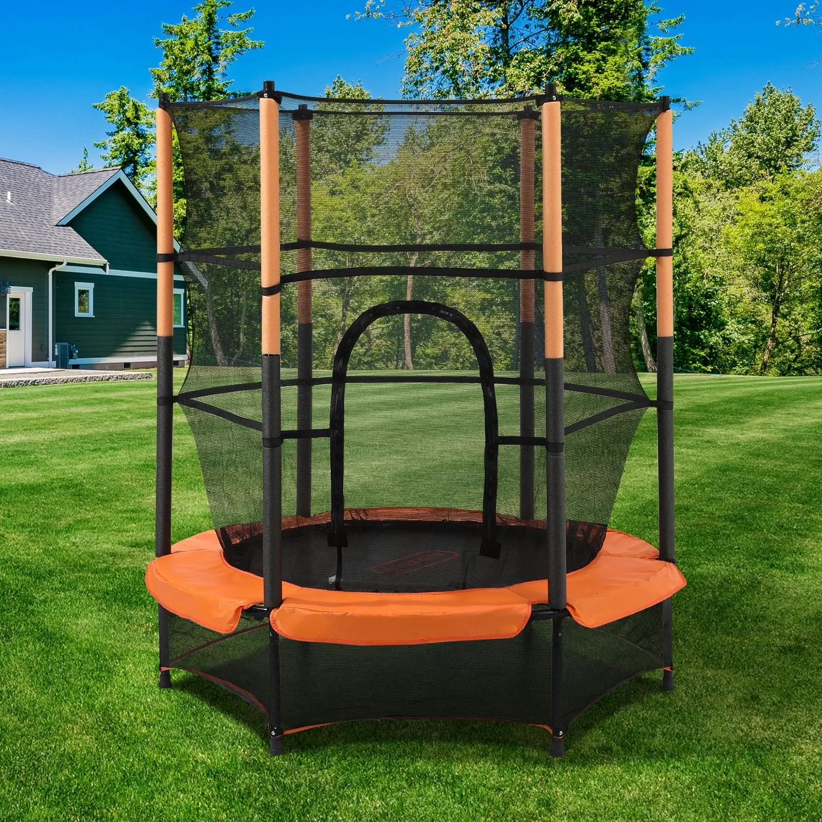 Mazam 55 Inch Trampoline Kids Trampolines Encosure Safety Net Round - Up to 70% off Toy Sale