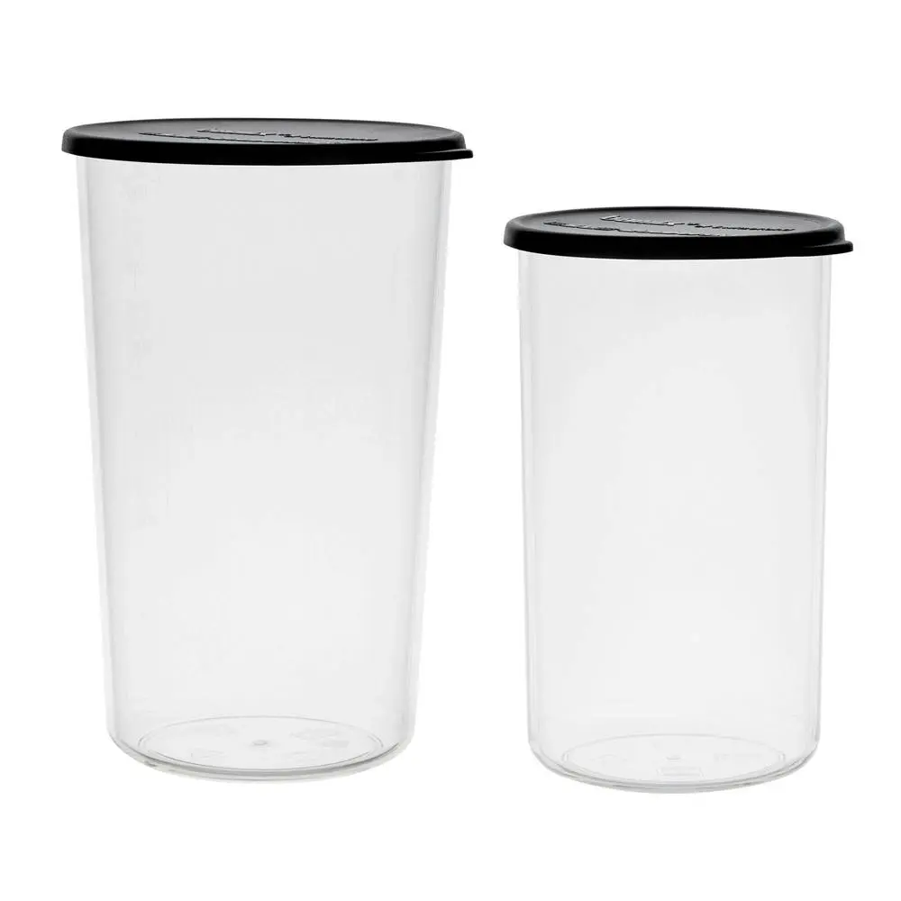 2pc Bamix Plastic Beakers Kitchen Jug Food Container Organiser w/ Lid Clear - Home & Garden