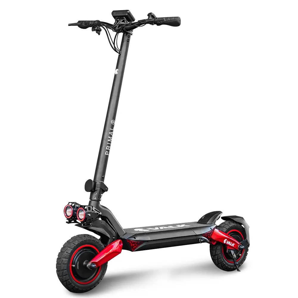 VALK Primal 9 Dual Motor Electric Scooter, 1600W, AU Compliant, for Extreme Hill Climbing, Black/Red - Automotive