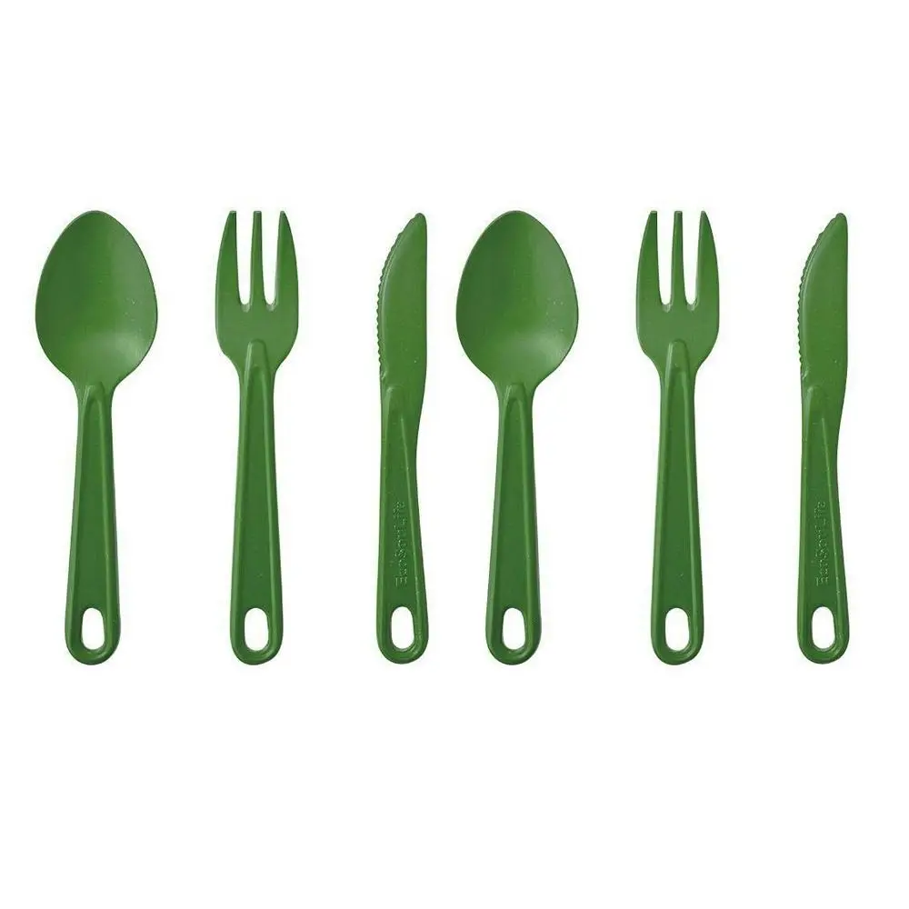 6pc Eco Soulife All Natural Outdoor Picnic Camping Reusable Cutlery Set Green - Home & Garden