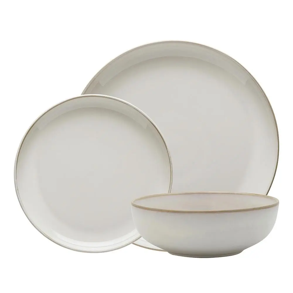 12pc Stoneware Dinnerware Ecology Element Aesthetic Dinnerset Blanc White - Home & Garden