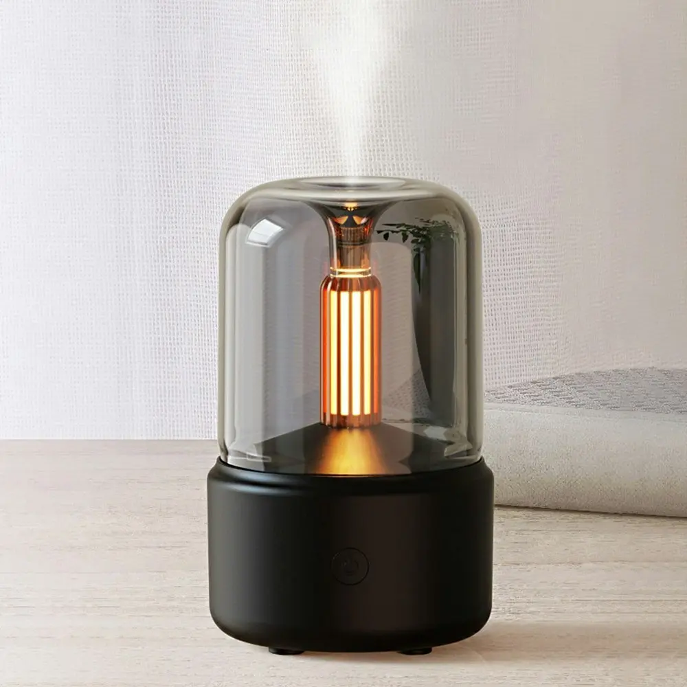 Retro Air Humidifier Ultrasonic USB Aroma Diffuser With Candle Night Light - Home & Garden