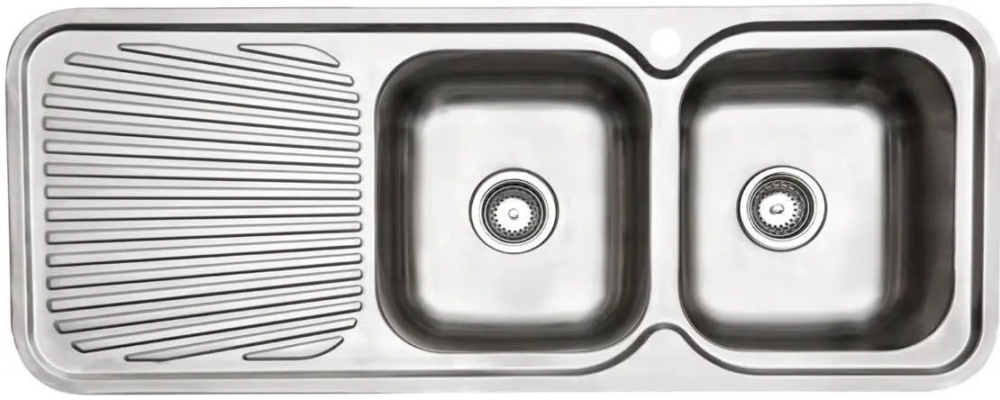 Arc Double Bowl Left Hand Drainer Inset Sink - Hardware