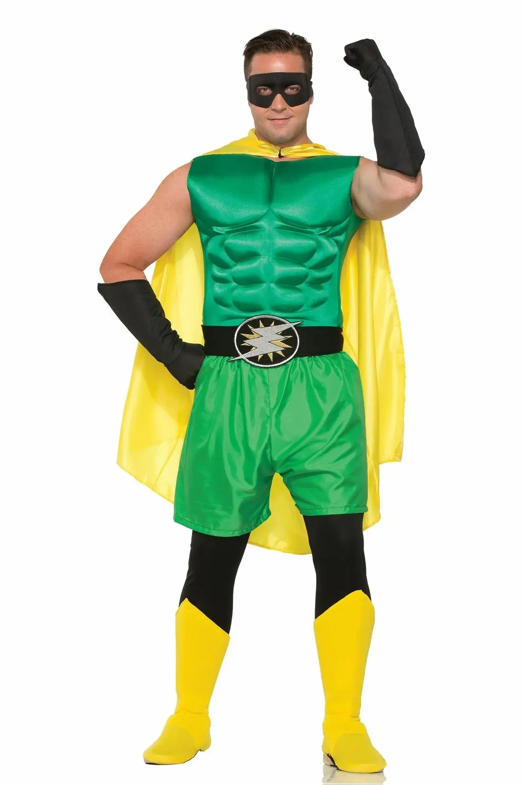 Hero Muscle Chest Sleeveless Men's Superhero Adult Costume Party One Size Green - Fashion