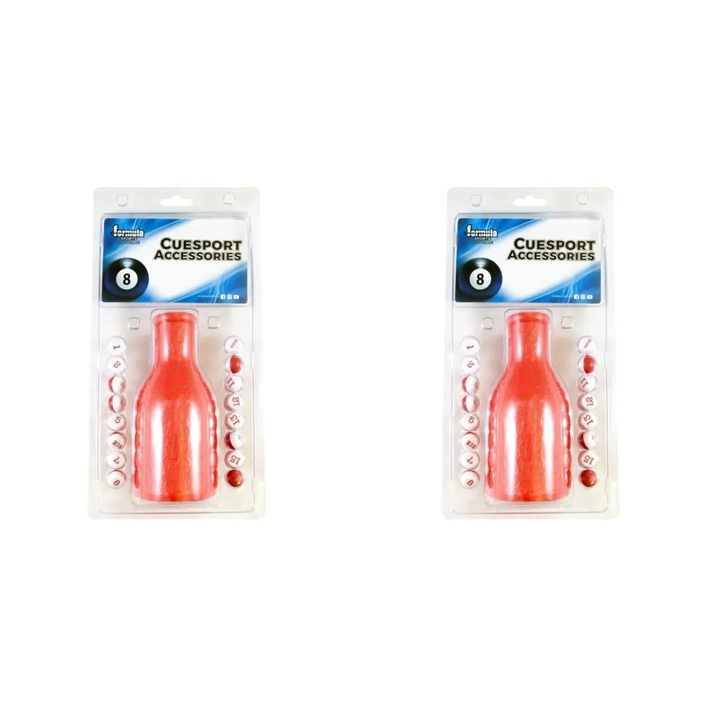 2x Formula Sports Plastic Kelly Pool Shaker & Marbles Billiard Game Tally Red - Sports & Outdoor