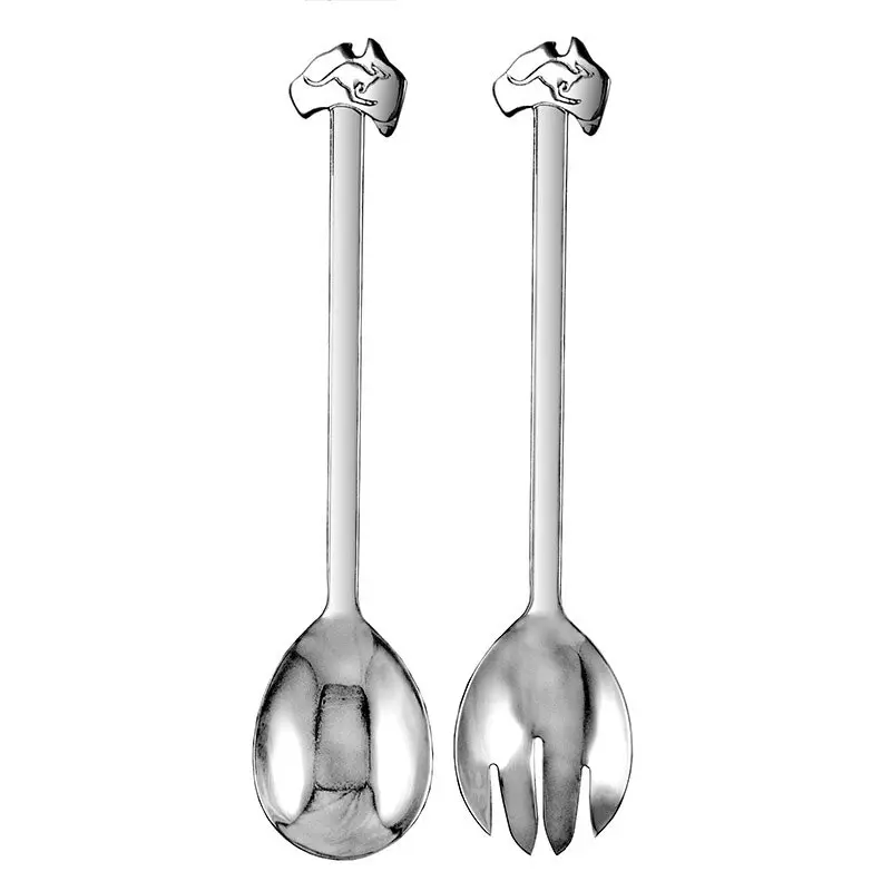 2pc Urban Bush Map of Australia Stainless Steel Salad Servers Utensils Silver - Home & Garden