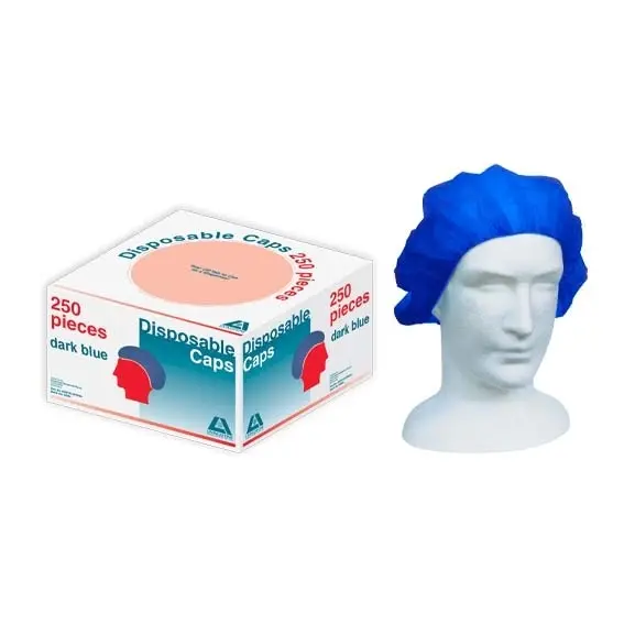 Livingstone Bouffant Hairnet Cap Dark Blue Double Elastic 21 inches 250 Dispenser - Commercial